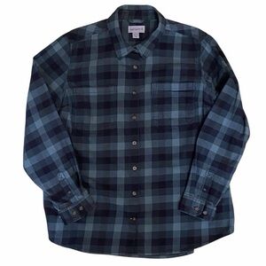 Carhartt Plaid Button Up Shirt Women’s 1X Stretch Cotton Green Blue Long Sleeve